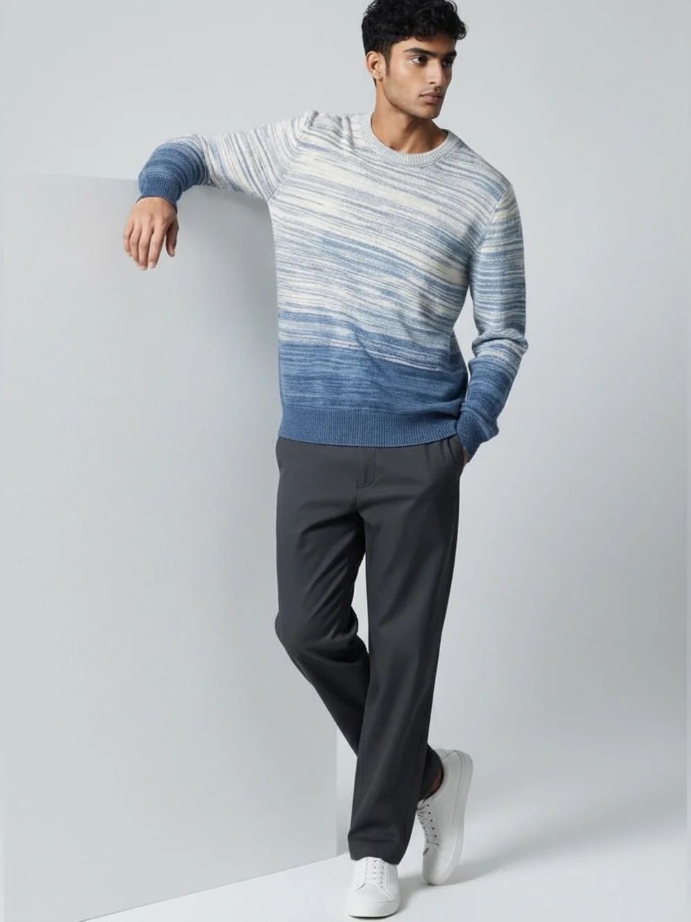 IRO Men's Blue Ombre Crewneck Sweater NWT Large